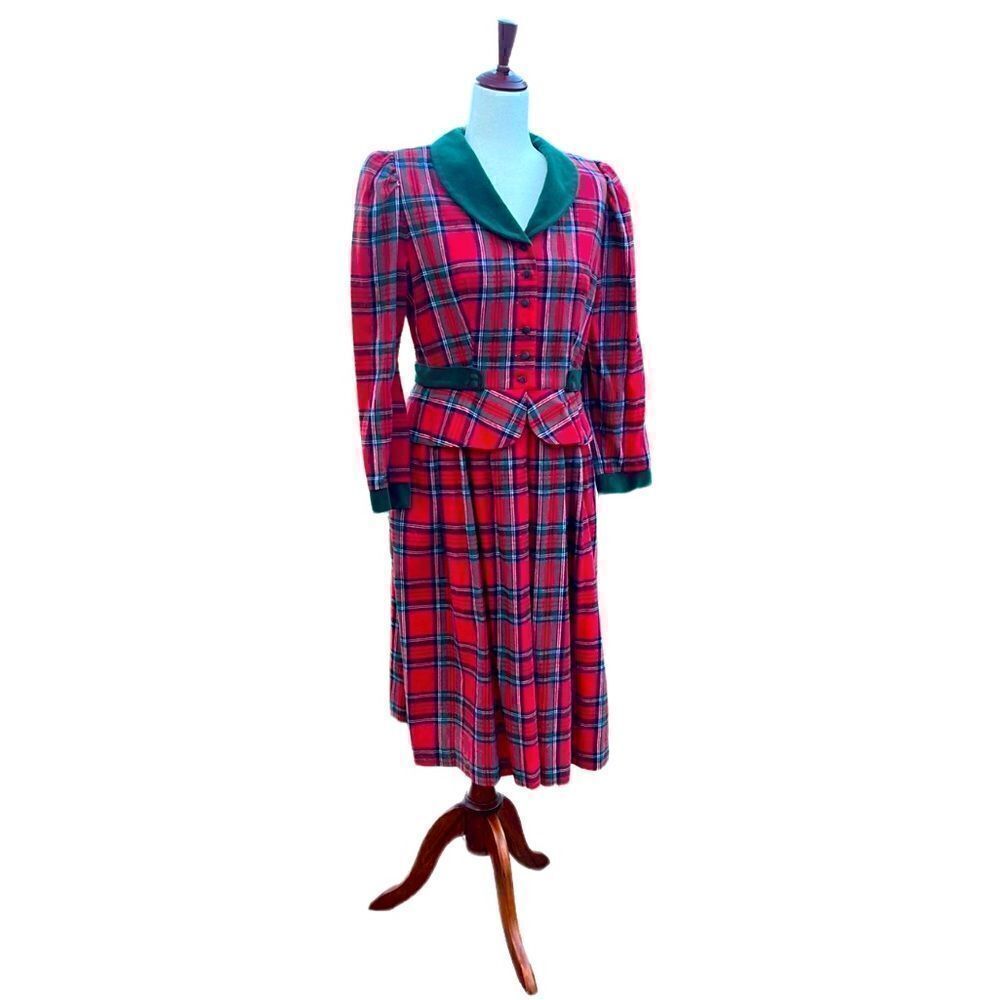 Petite Lanz Made USA Christmas Holiday flannel Vintage nightgown dress Womens 12